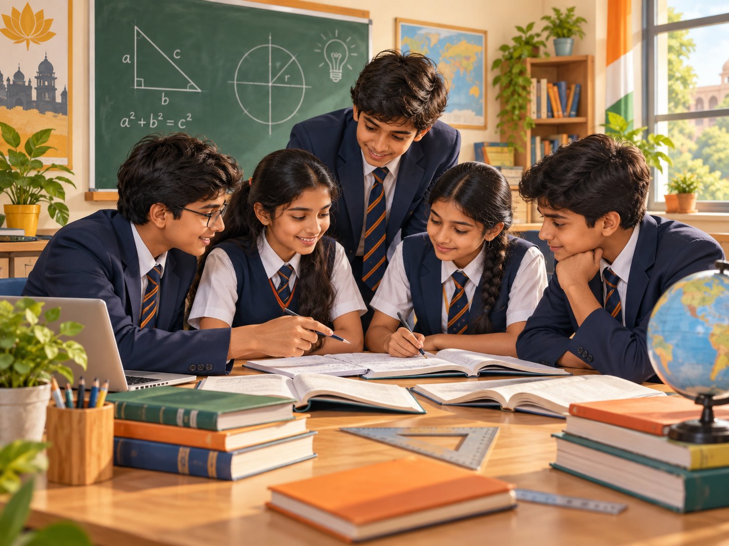 Secondary students collaborating in a classroom